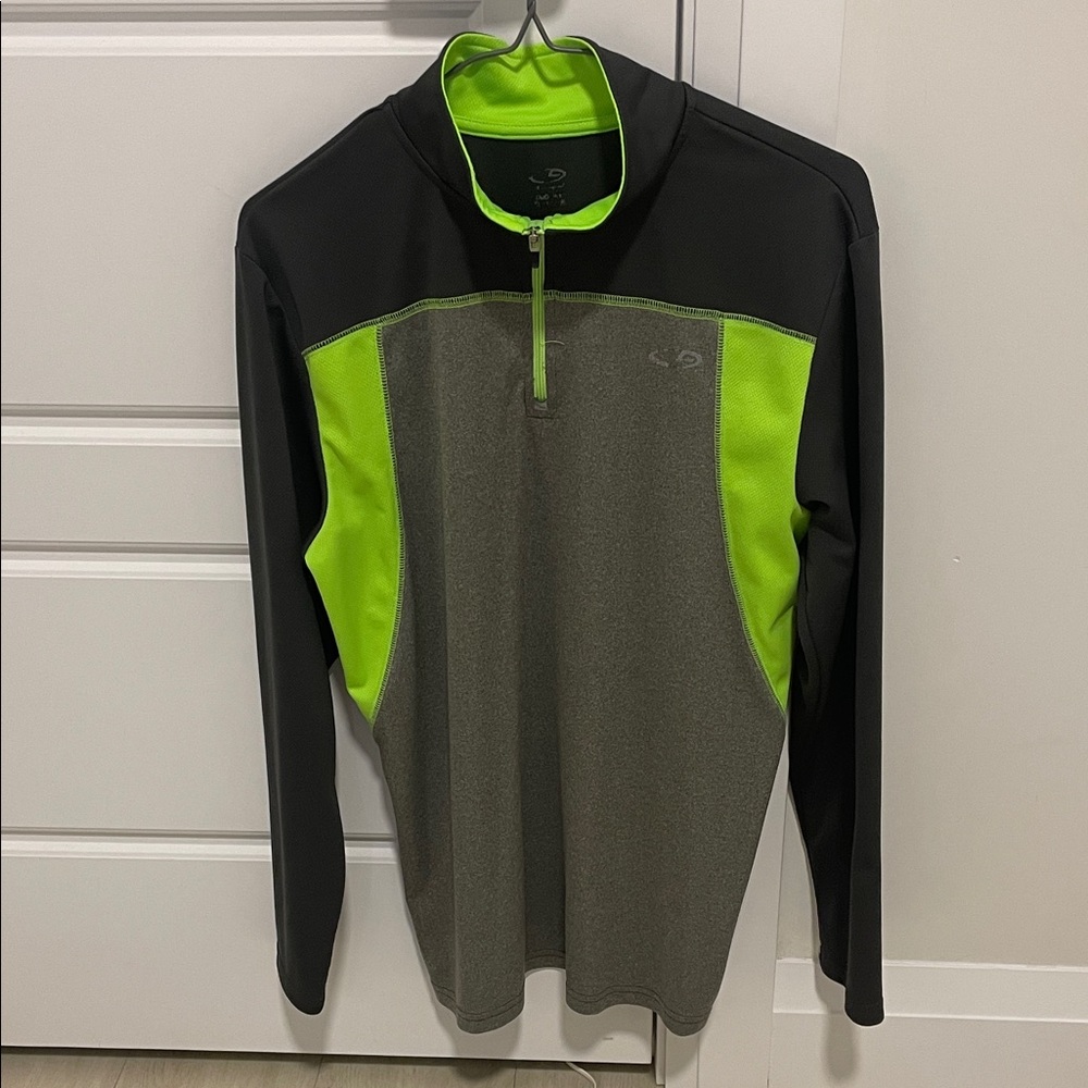 Champion Black and Neon Green Men's Pullover